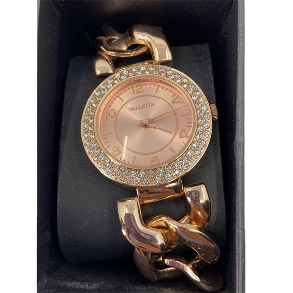 FMD Valletta Rose Gold and Crystal Women\'s Bracelet Watch NIB